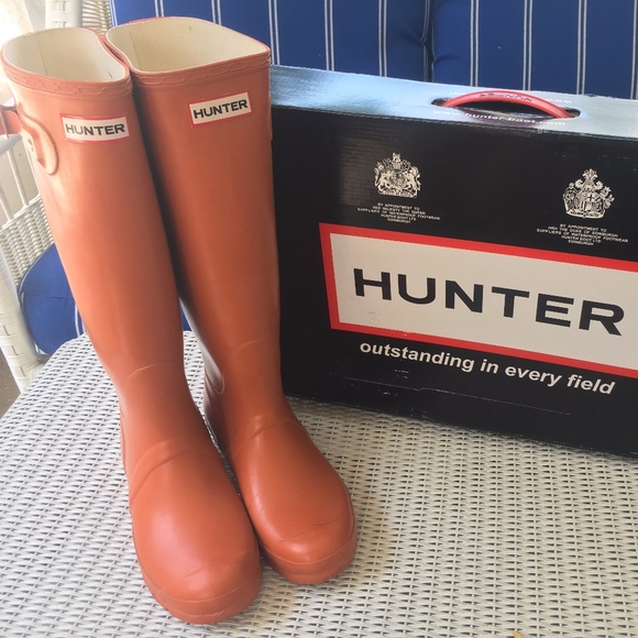 Hunter Original Rain Boots-Pumpkin Orange-Size 8